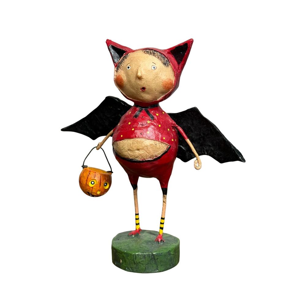 Lori Mitchell Halloween Bat Boy Devil with Pumpkin 5.5" Whimsical Figurine - Picture 2 of 9